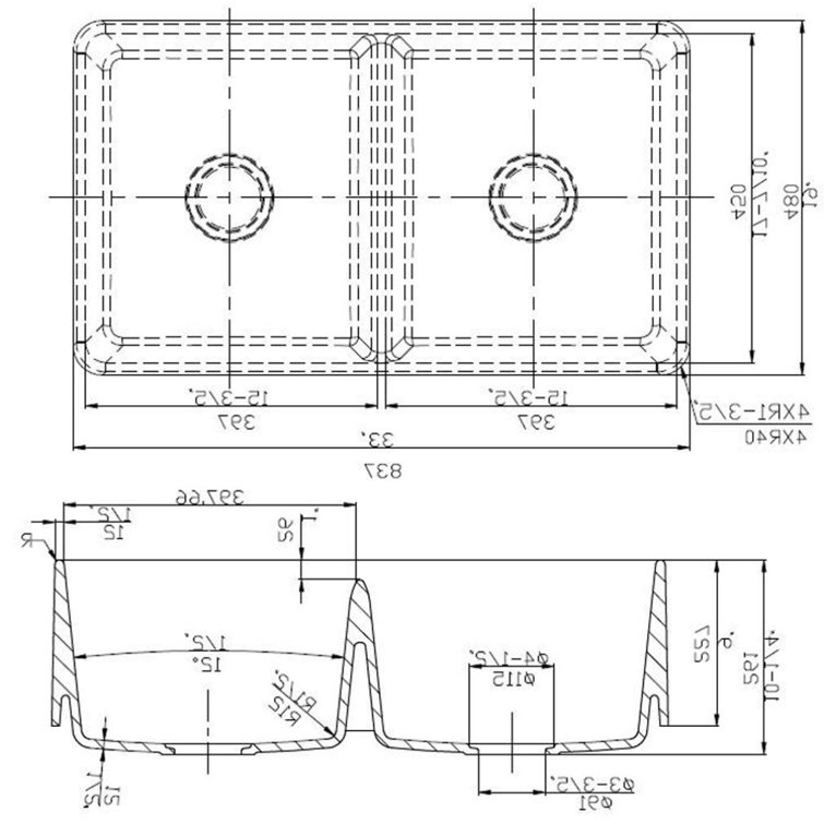Plumbing N Parts 33'' L Flush Double Bowl Granite Kitchen Sink